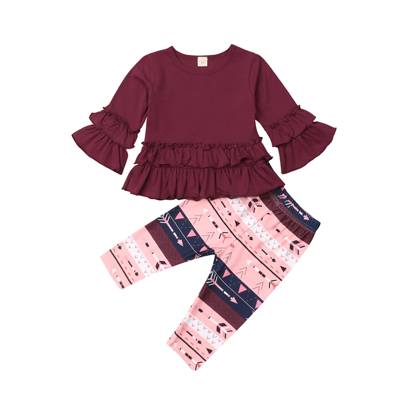 Комплект одежды для маленьких девочек Pudcoco блузка с длинными рукавами и штаны