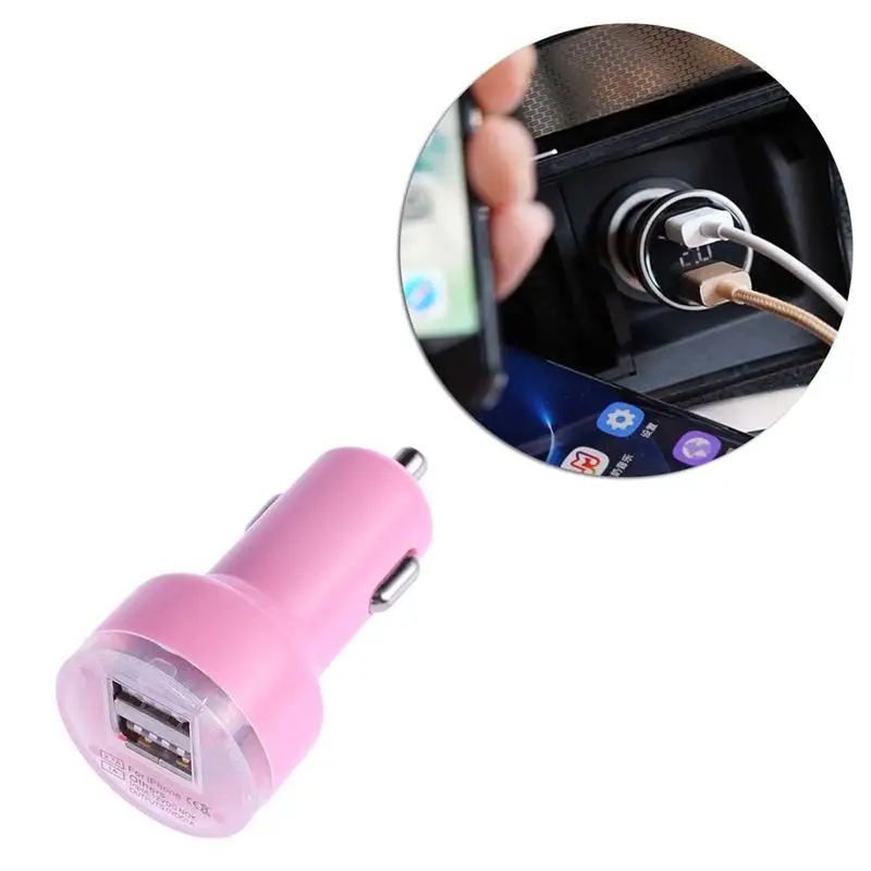 1 шт. автомобильное зарядное устройство Mini 2.1A Универсальный 2 портовый USB LED