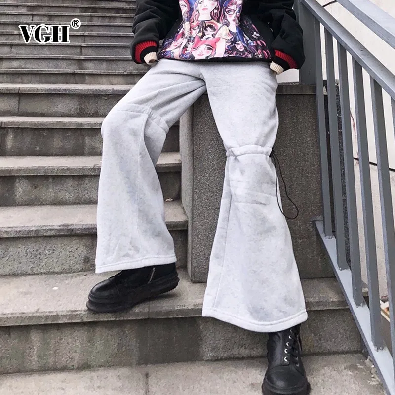 VGH Autumn Winter Women Pant High Waist Loose Pockets Harajuku Sports Trousers Flare Pants 2019 Fashion Korean New | Женская одежда