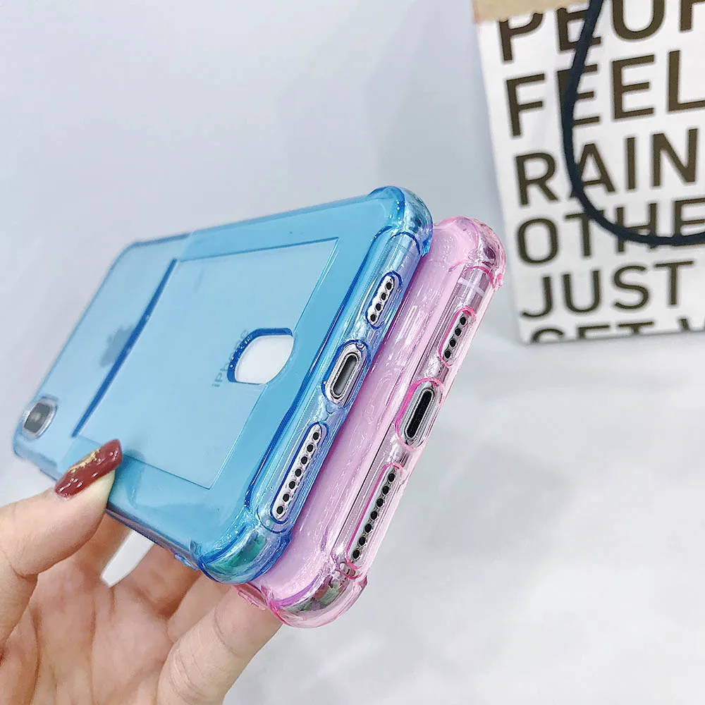 KISSCASE прозрачный силиконовый чехол для телефона с отделением карт iPhone 6 6s 5 S SE