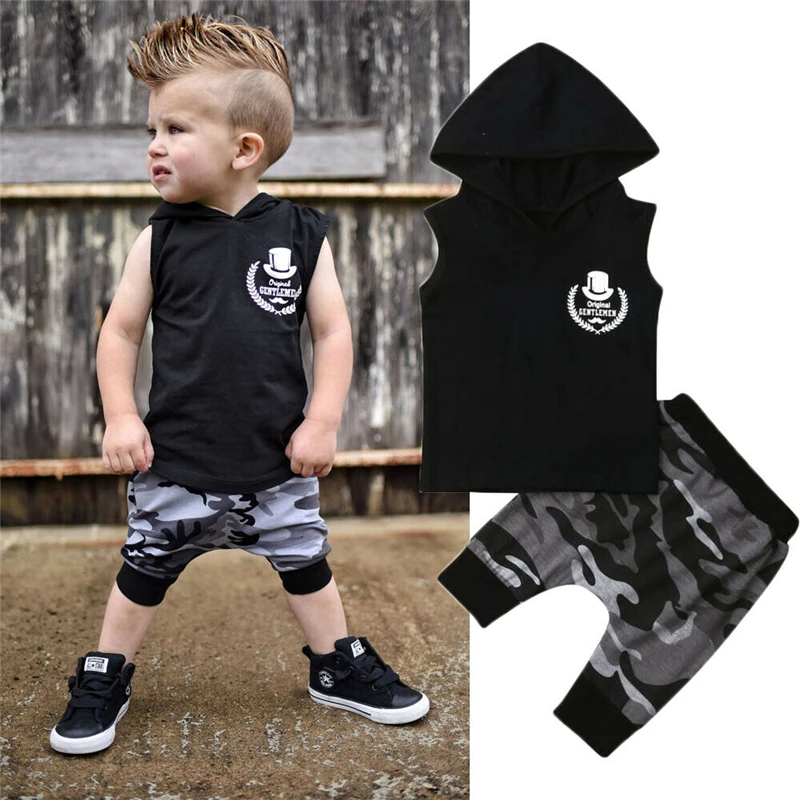 2Pcs Boys Clothes Toddler Kids Hooded T-shirt Tops+Pants Summer Clothing Set Harem Pants Outfits 0-4Years | Детская одежда и обувь