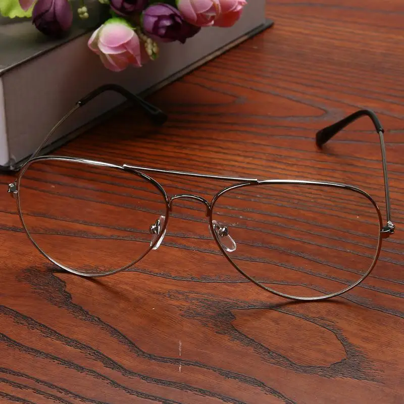 BZ327 уникальные прозрачные линзы металлические Простые Стеклянные очки оправа UV400