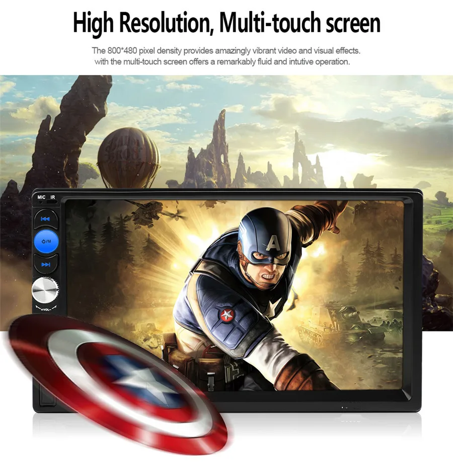

2 Din 7 Inch Practical Car Radio MP5 Player Bluetooth Hands Free FM/TF/USB Bluetooth Video
