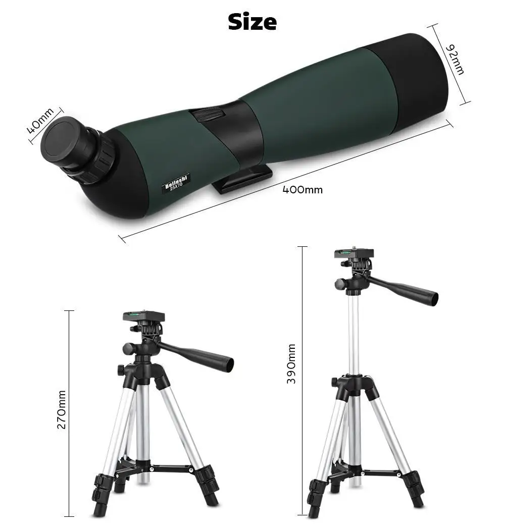 Beileshi 25x70 Spotting Scope Professional Monocular Telescope Smart Phone HD Zoom Water-resistance Bak4 Prism with Tripod | Инструменты