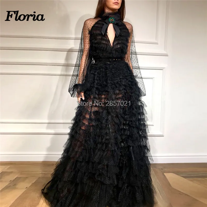 

Elegant Black Evening Dresses Custom Made Muslim Design Turkish Prom Dress Robe De Soiree Longue Arabic Aibye Party Gowns 2019