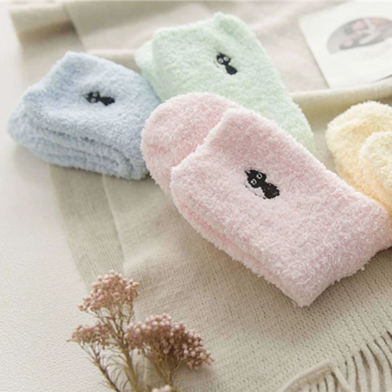 1 пара Лидер продаж женские зимние утепленные носки с вышивкой kawaii кошачий олень