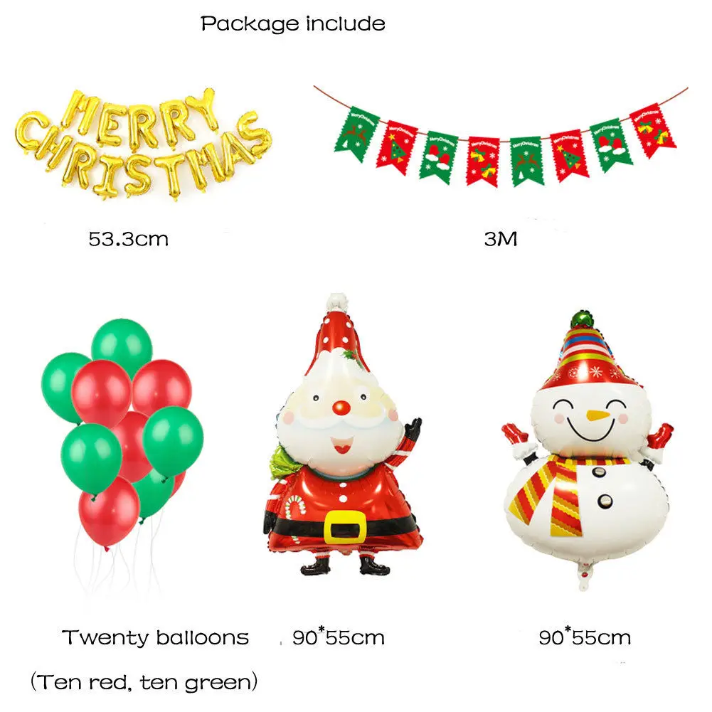 New Year Christmas Balloons Set Party Decoration Balloon Santa Claus Tree Merry Foil Xmas | Дом и сад