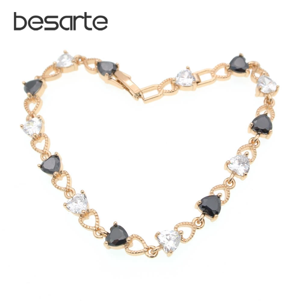 

Women Obsidian Heart Bracelets Femme Pulsera Mujer Bracciali Donna Bilezik Armbanden Bransoletki Polska Wristband Gold B1201B