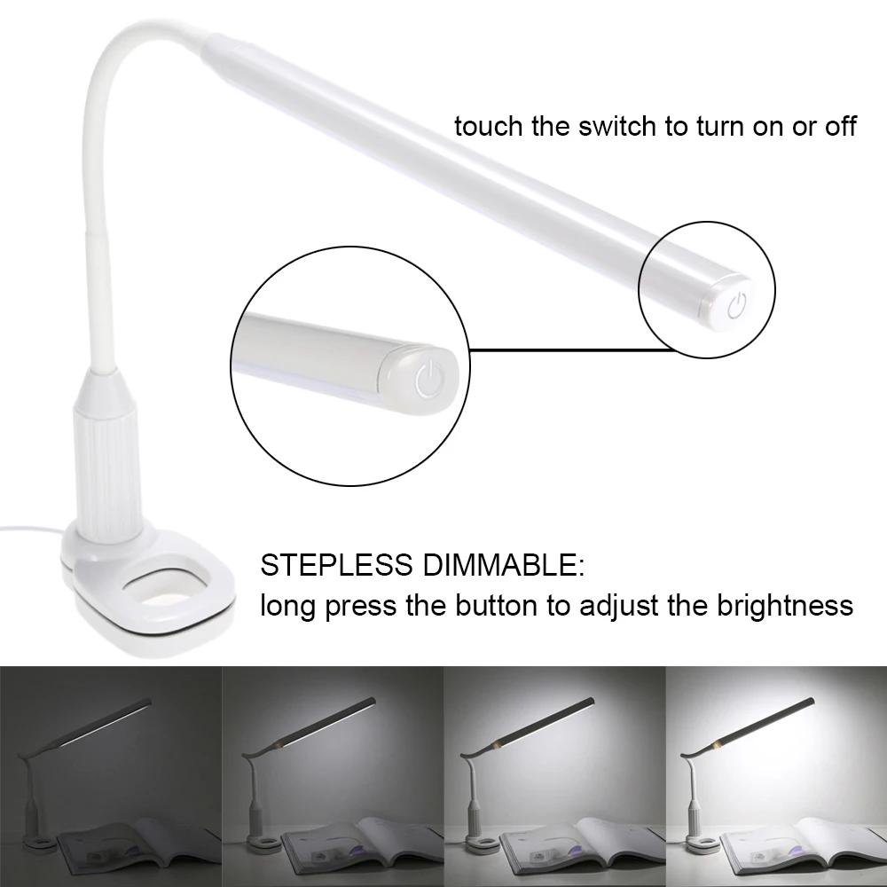 5W 24 Leds Eye Protect Clamp Clip Light Table Lamp Stepless Dimmable Bendable Usb Powered Press Sensor Control Reading Desk La | Освещение