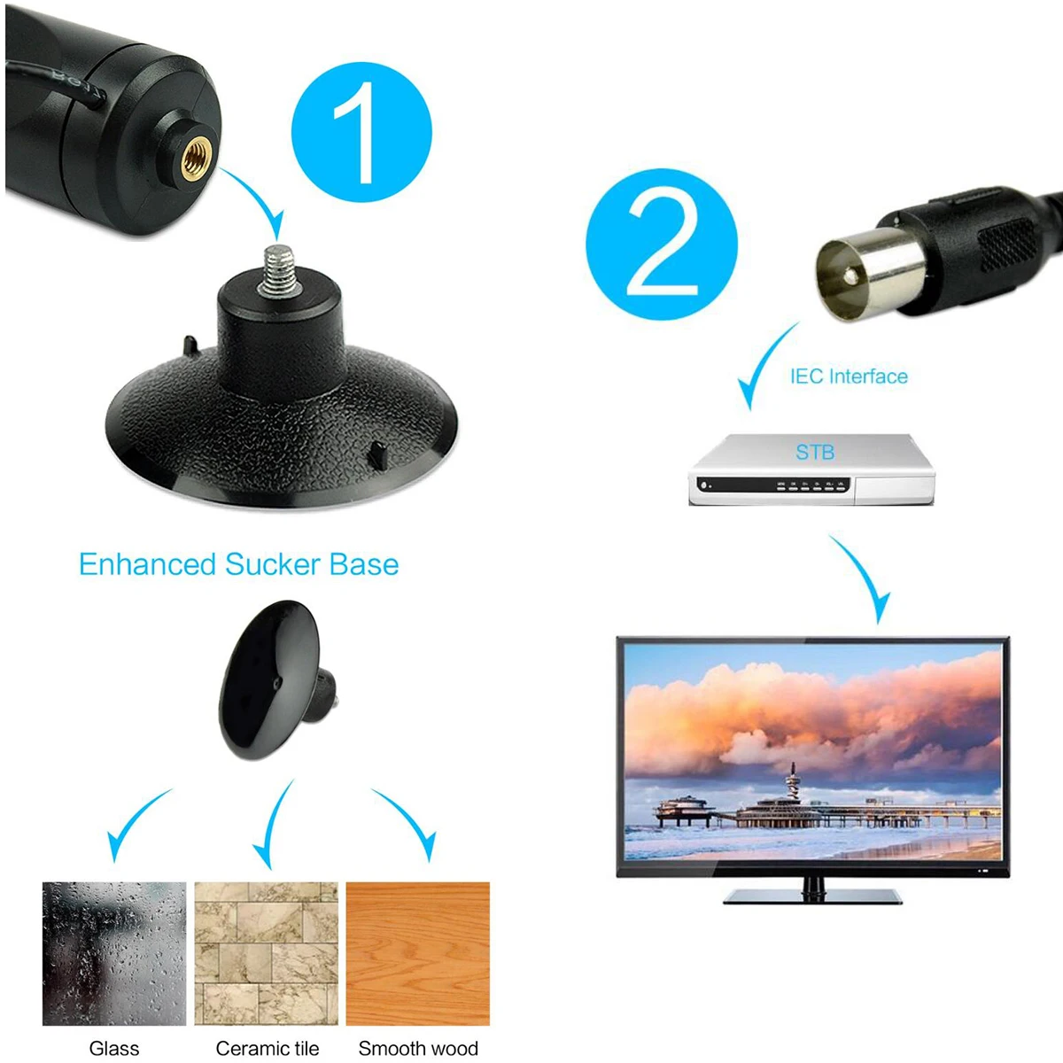 Комнатная ТВ антенна SOONHUA 12dBi HD для DVB T TV цифровая Freeview HDTV высокого качества с