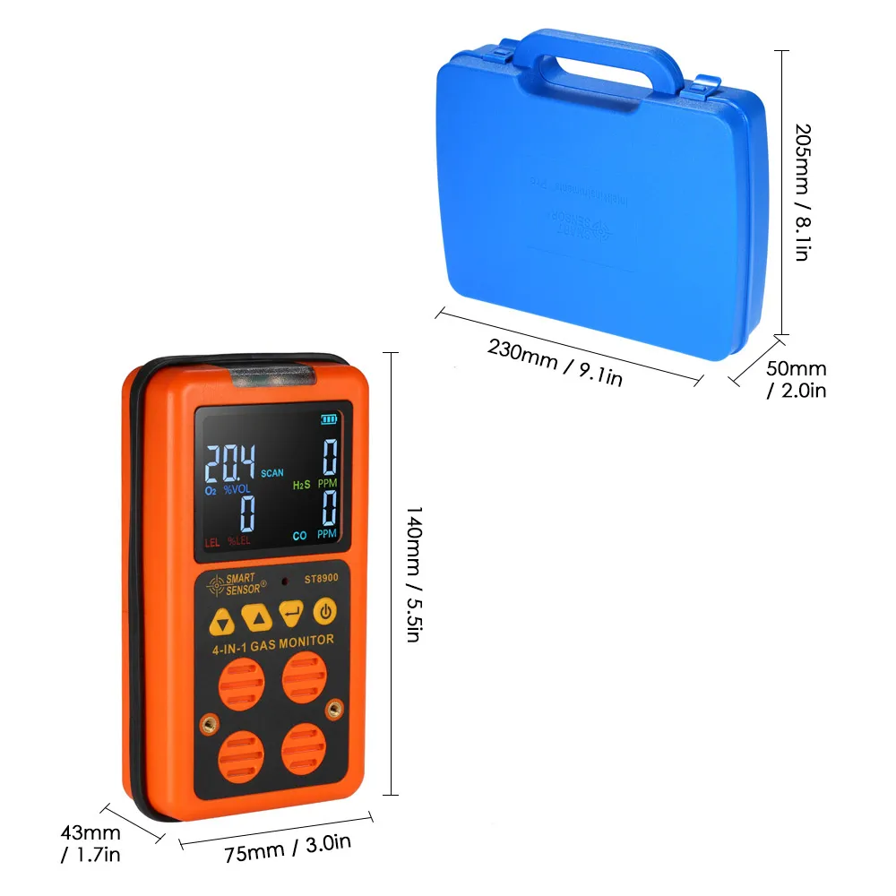 Цифровой детектор газа CO H2S O2 LEL Монитор датчик утечки с ЖК дисплеем звуковой