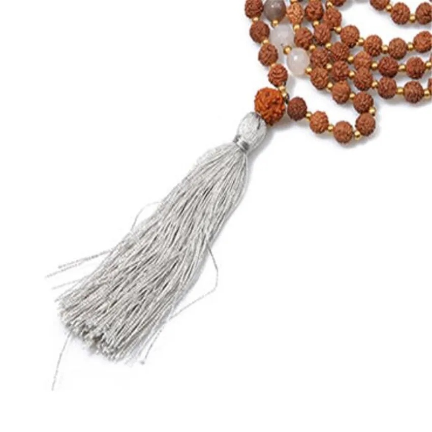8mm 108 Rudraksha tawney Necklace chain Meditation Chakas Buddhism natural mala Tibet silver Handmade MONK Reiki | Украшения и