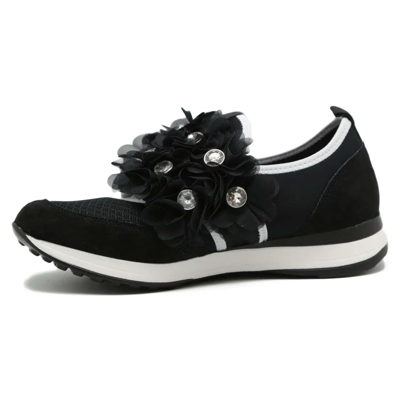 FRANCESCO MILANO WOMAN SYNTHETIC LOW JOGGING с черными цветами для женщин MILANO.|Женские кроссовки и