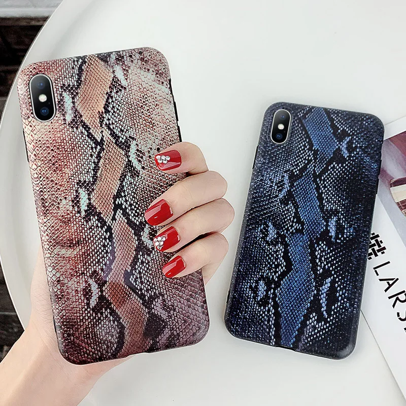 Moskado Snakeskin Texture Phone Case For iPhone 6 6S 7 8 Plus X XR XS Max Luxury Vintage Snake Skin Pattern |