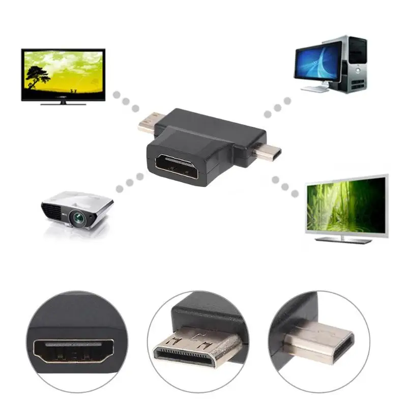 HDMI Женский к Mini Мужской + Micro мужской порт разветвитель конвертер| |