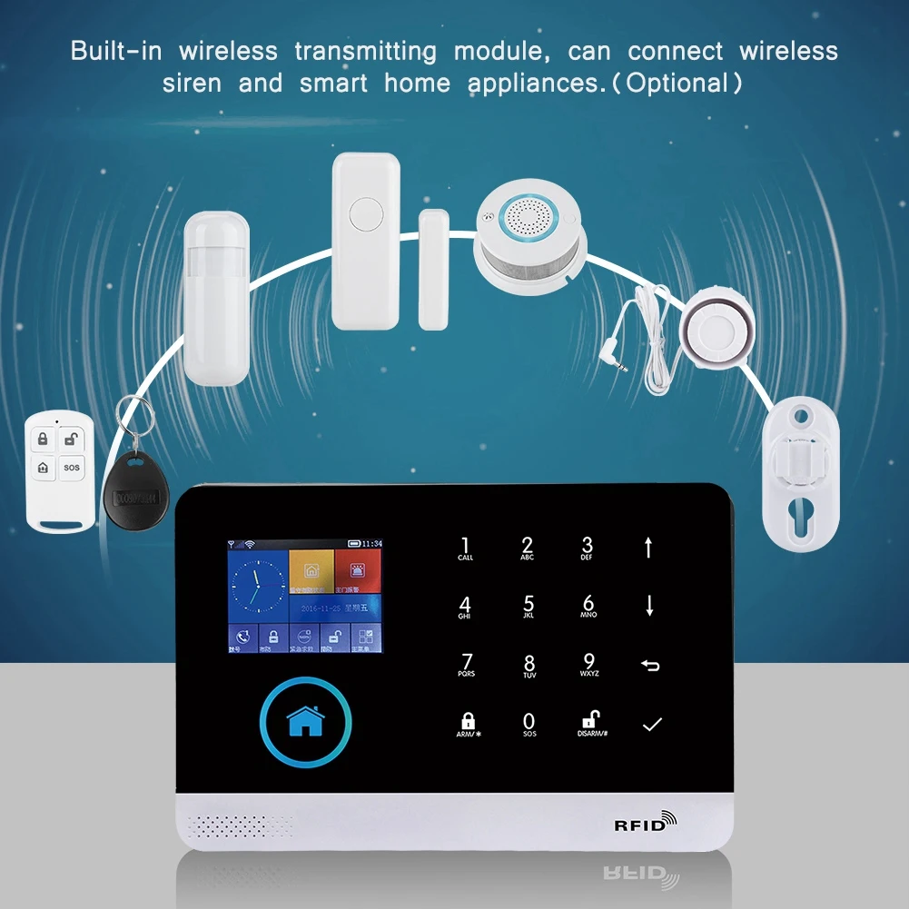 433 МГц Беспроводная GSM + GPRS WIFI интеллектуальная видео сигнализация умная домашняя