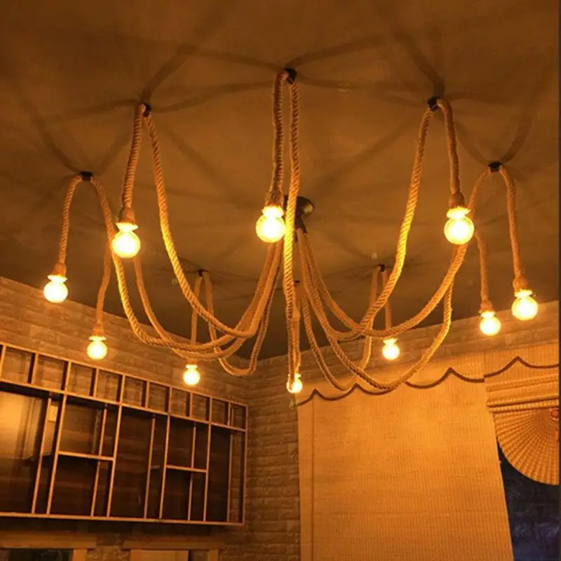 Винтажный электрический шнур из пеньковой веревки для DIY E27 Edison лампа подвесной