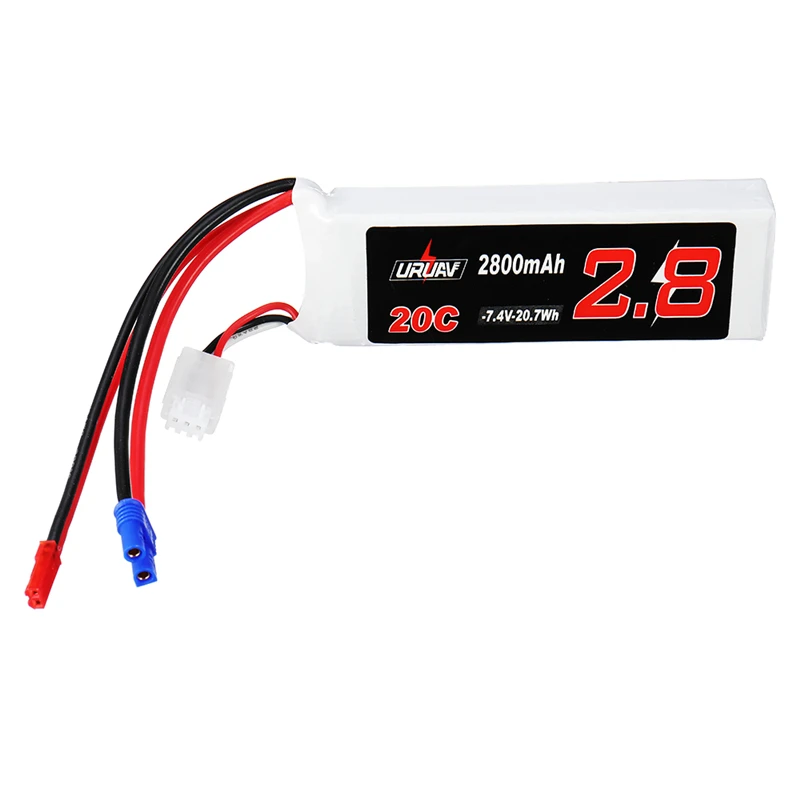 2 шт. URUAV 7 4 в 2800 мАч 20C 2S Lipo батарея EC2 JST разъем для Hubsan H501S H501A H501M H501C RC FPV гоночный