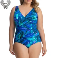 plus size monokini swimsuit xl 4xl push up one pieces swimwear tropical print women bathing suit bather badpak female swim suit
