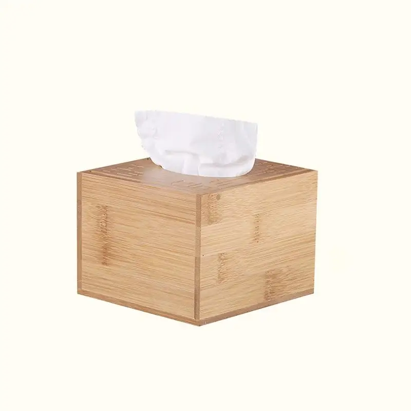 1pc Tissue Box Desktop Bamboo Square Paper Case Napkin Holder Container for Hotel Shop Car Office | Дом и сад