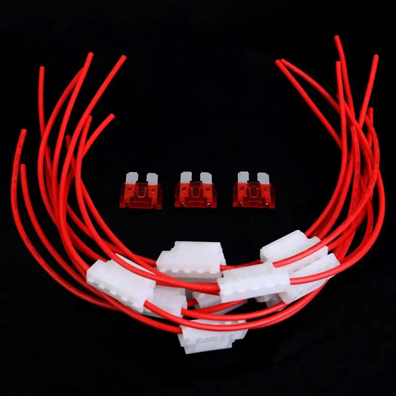 

10pcs/ Lot 5A Car Fuses Car Middle Fuse Holder with Cable for Car Boat Truck ATC/ATO Blade Red car accessories