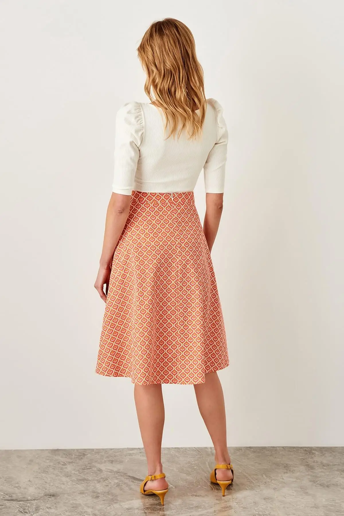 Trendyol оранжевая Узорчатая юбка TWOSS19RM0011|Женские юбки| |