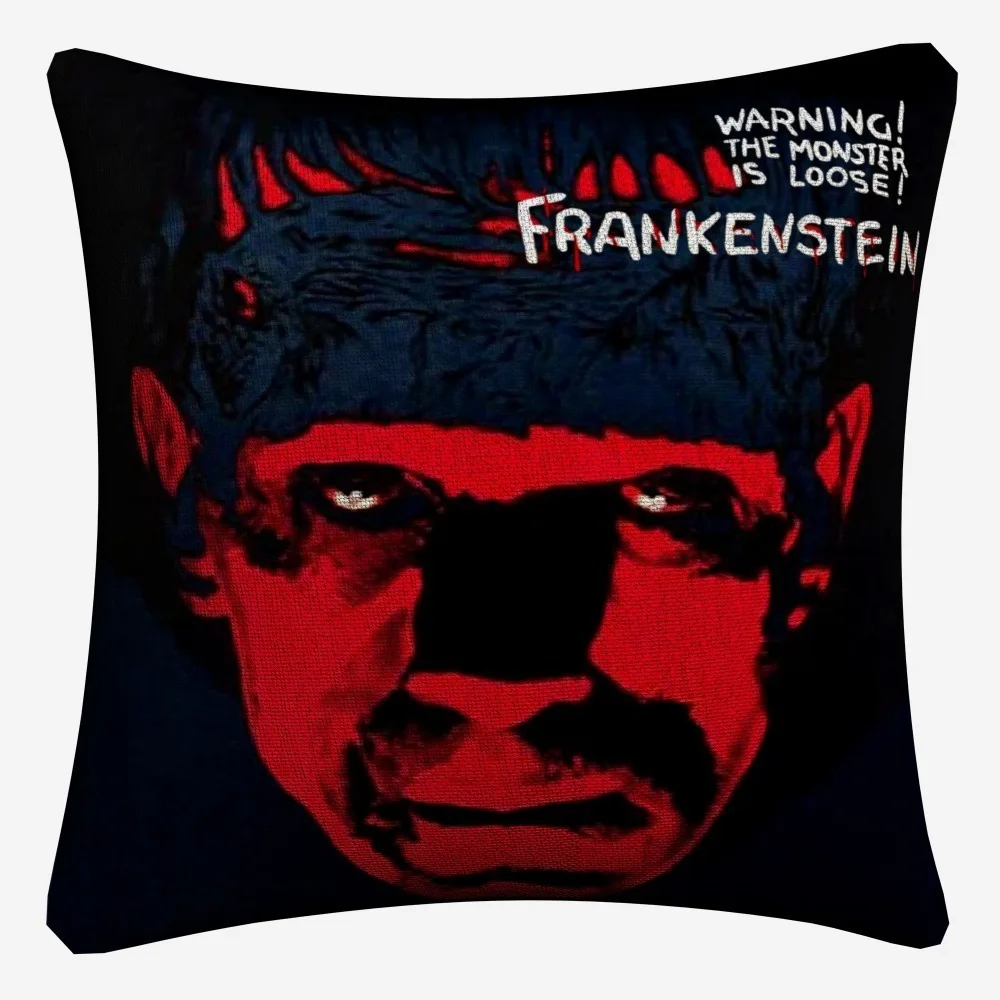 Мягкие хлопковые льняные наволочки Frankenstein с акварельным рисунком ужасов 45x45 см