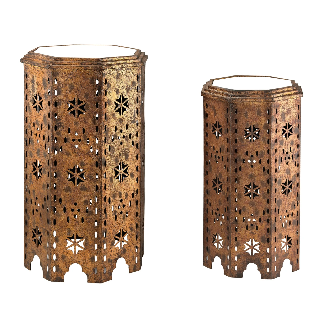 Sterling Set Of 2 Moroccan Side Table With Mirrored Tops | Дом и сад