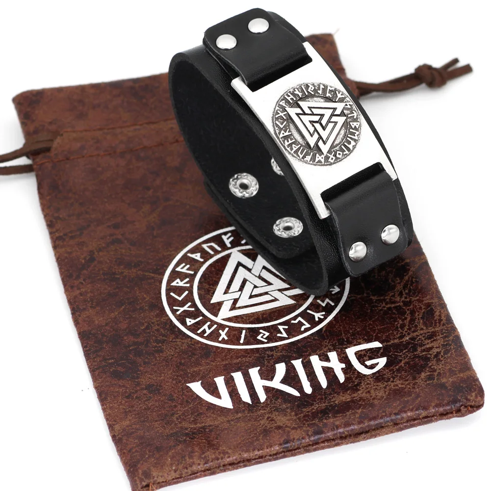 Для мужчин viking компас вальнуть языческих руны кожаный браслет амулет ювелирные