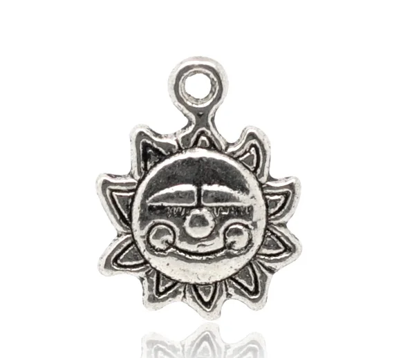 Милые 50 серебряных цветов подвески в виде смайликов 16х12 мм (B14052)|pendant crystal|pendant