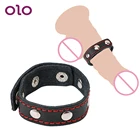 Кольца для пениса OLO, кожаный ремень, регулируемые Кольца для пениса, задержка эякуляции, секс-игрушки для мужчин, товары для секса