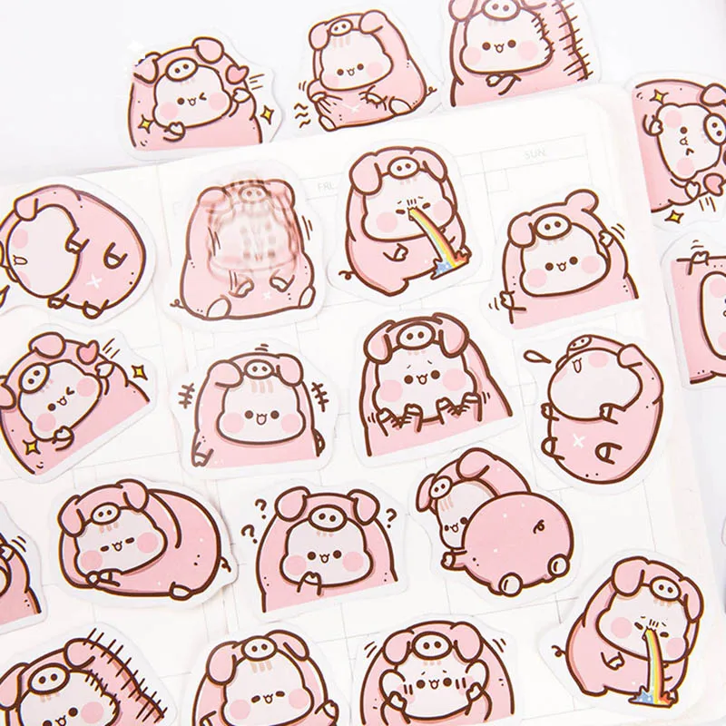 45 шт Kawaii Pig наклейки милые канцелярские Розовые Бумажные Клейкие для детей DIY