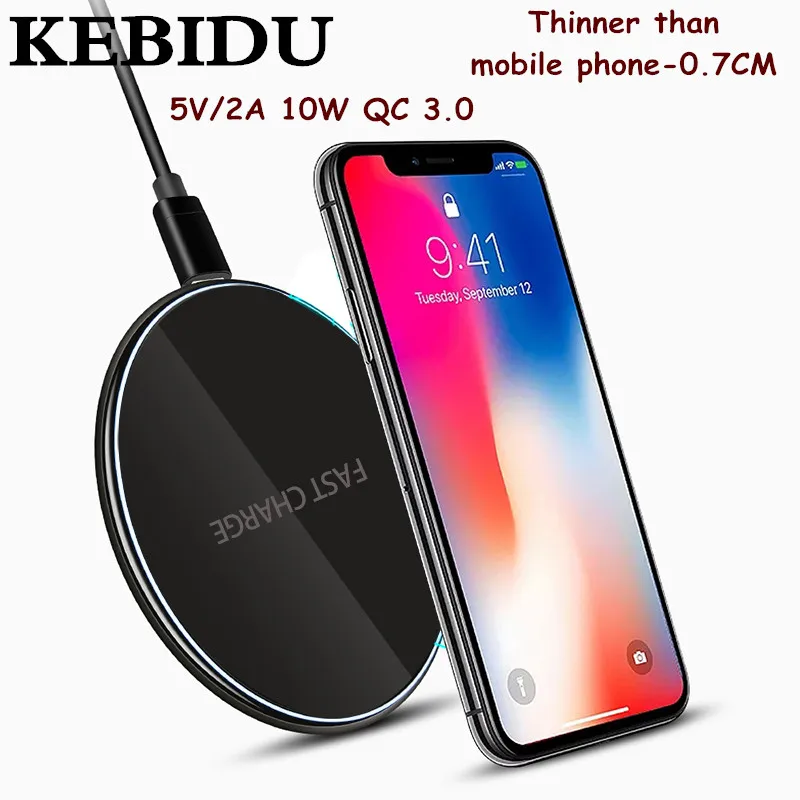 Беспроводное быстрое зарядное устройство 5 В/2 а 10 Вт QC 3 0 Qi подходит для Samsung IPhone