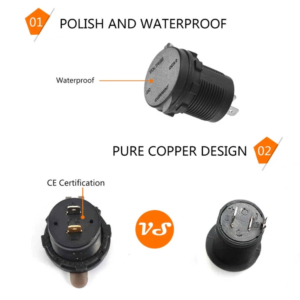 SOONHUA портативное водонепроницаемое автомобильное зарядное устройство 5 В 3A QC3.0 USB