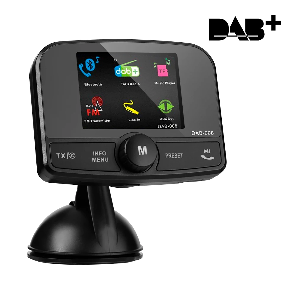 Excelvan автомобильный DAB/DAB + цифровой радиоадаптер с Bluetooth fm передатчиком цветной