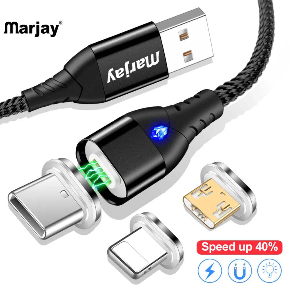 Marjay Магнитный кабель Micro USB для samsung type C 5A Быстрая Зарядка Кабели для iPhone X 8 7 Магнит USB C зарядное устройство кабель для huawei