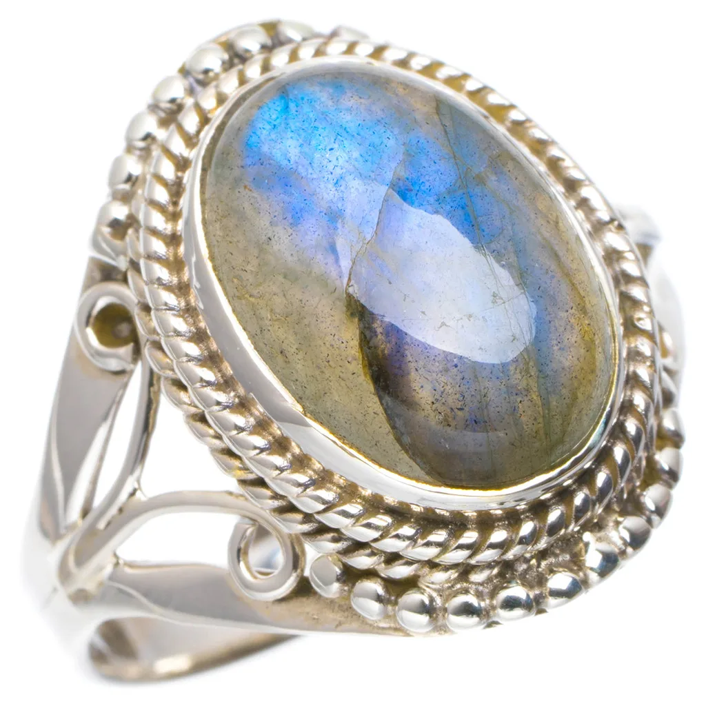 Natural Blue Fire Labradorite Handmade Unique 925 Sterling Silver Ring 8.75 A1107 | Украшения и аксессуары