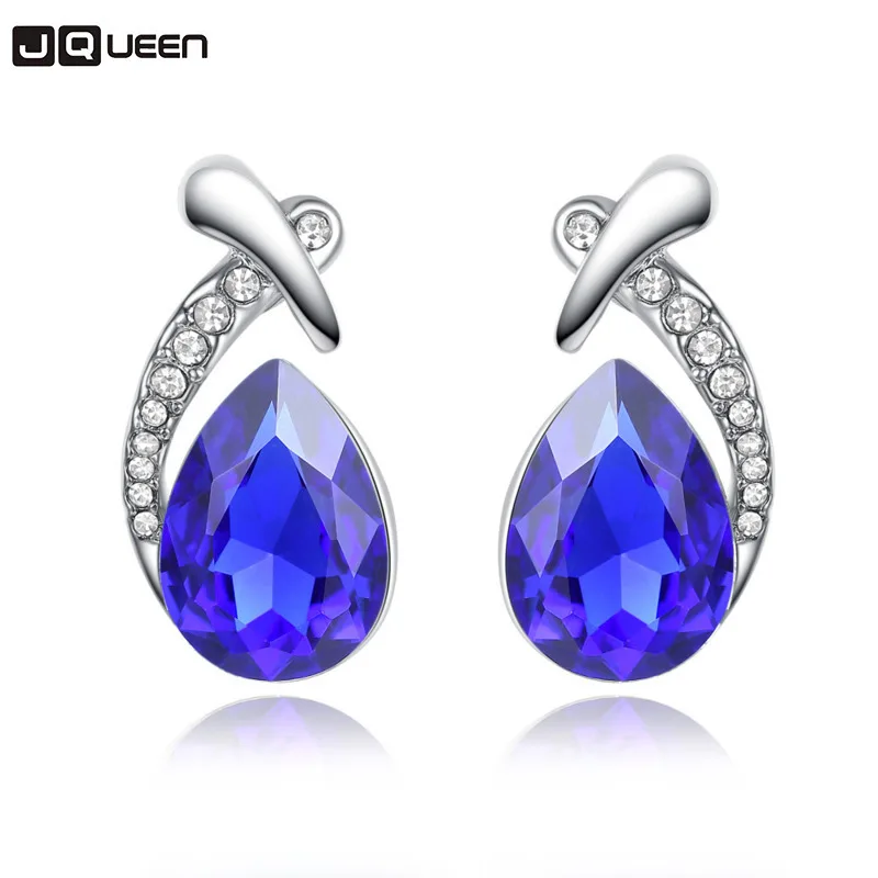 Женские серьги-гвоздики в виде капель воды серебряного цвета | Украшения и