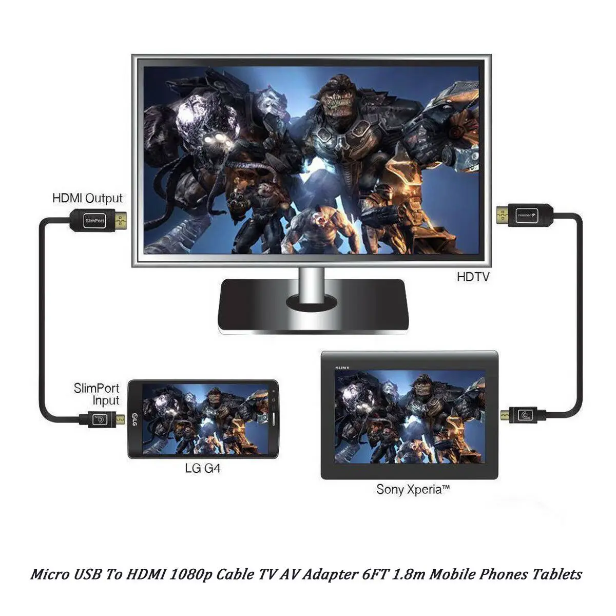 Micro USB к HDMI 1080 p провод кабель ТВ AV адаптер мобильных телефонов планшетов HD tv 6