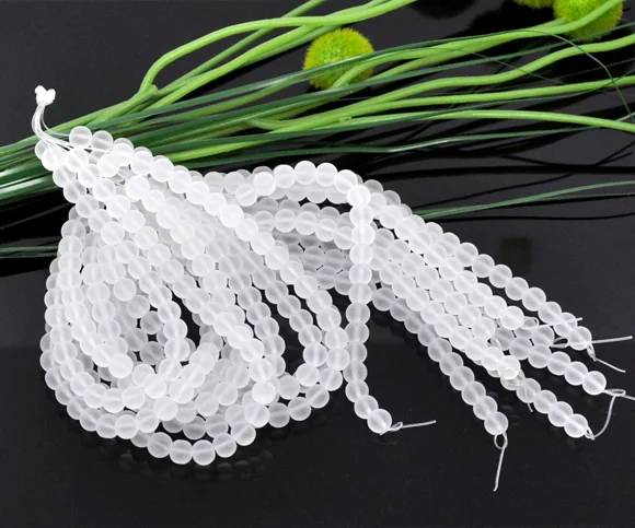 Lovely Jewelry! 10 Strands White Round Frosted Glass Beads 6mm 30cm (B11259) | Украшения и аксессуары