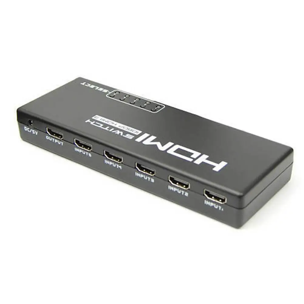 HDMI Switcher 5 Port 1080P Video Switch Splitter IR Remote For HDTV PS3 DVD 5-group Input 1-group Output |