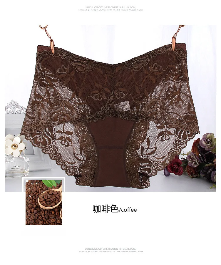 3Pcs/lot women panties Fat Mm Will Code Nothing Trace Sexy Transparent Lace Underpants Woman Pure Cotton Triangle |