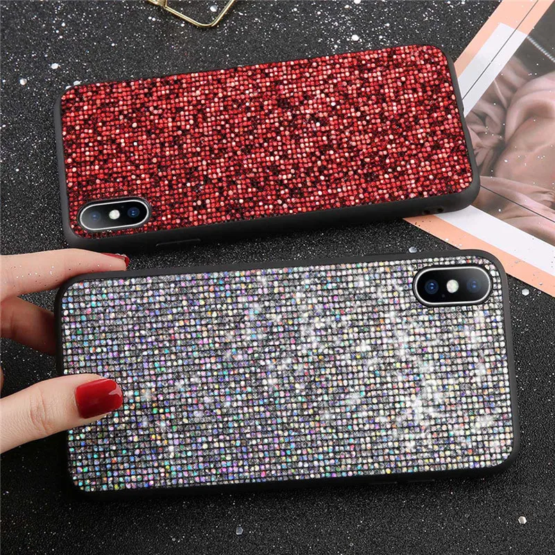 USLION Cases For iPhone 6 6s Plus Bling Glitter Crystal Sequins TPU and PC Cover Fundas 7 8 X XS XR Max |