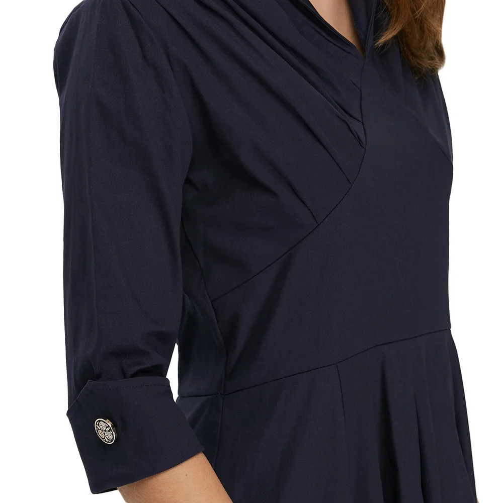 A-Line Summer Midi Dress Elegant Plain Fit And Flare Women Modern Office Lady Work Evening Party Shirt Dresses On Sale | Женская одежда
