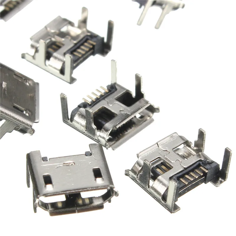 10 шт. гнездо Micro USB Type B 4 вертикальные ножки фиксированные Паяные соединители