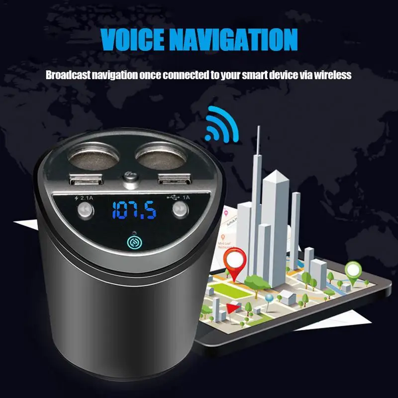 Автомобильное зарядное устройство с Bluetooth громкой связи Голосовая Навигация MP3