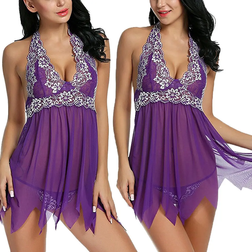 Летнее женское сексуальное нижнее белье babydoll кружевное Цветочное платье на