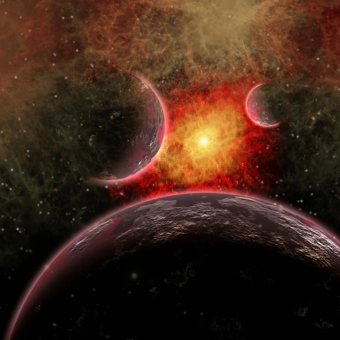 Концепция художника демонстрирующая Звездный взрыв суперновой постерной печати