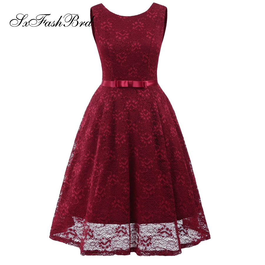 Женское вечернее Платье До Колена Robe De Soiree элегантное кружевное платье с круглым