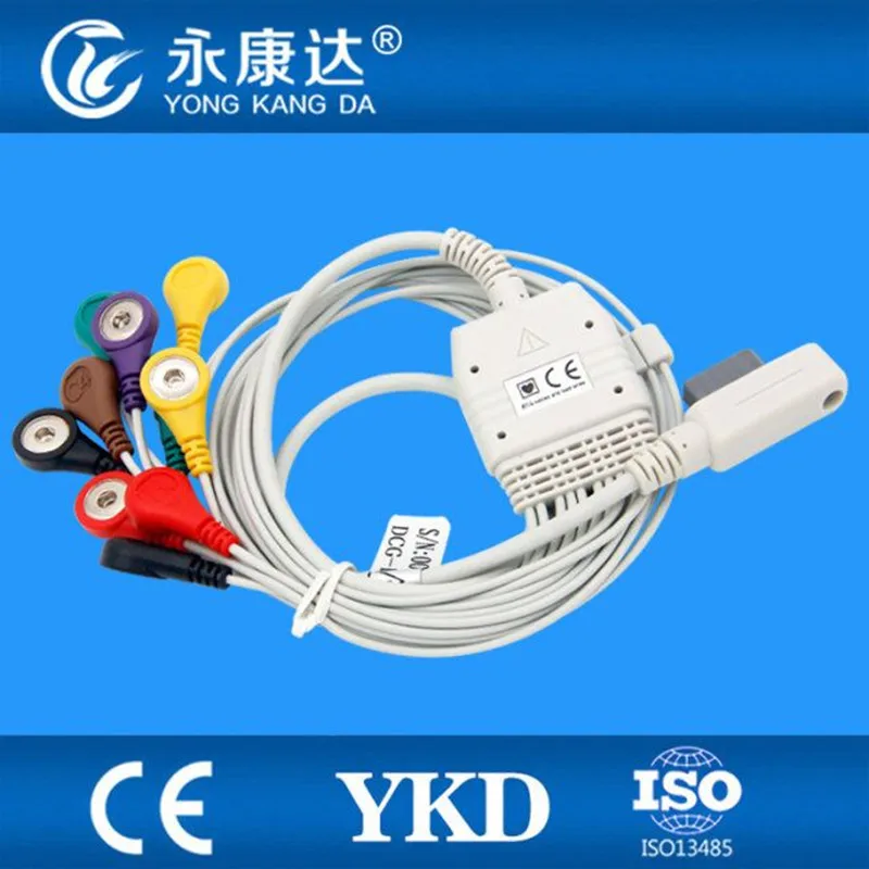 Бесплатная доставка JincoMed Holter кабель и leadwires 10 свинцовая Кнопка IEC 11Pin для монитора